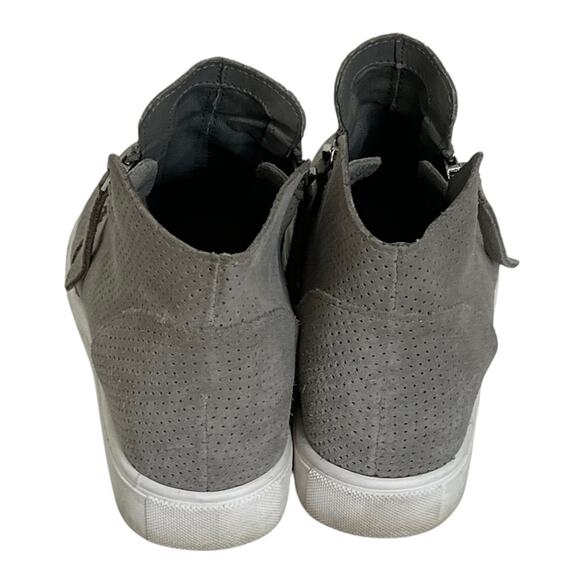Steve Madden Womens Caliber Sneakers 8.5 Gray Suede Wedge Zip Perforated Leather - Picture 2 of 8